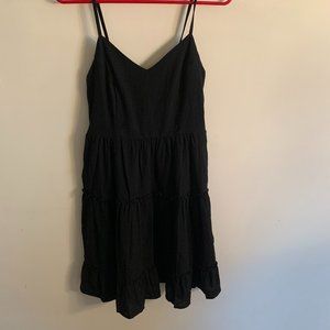 Fancyinn Size S (4/6) Black V Neck Spagetti Strap Tiered Mini Dress